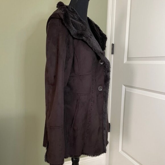 Jones New York faux suede and fur hooded jacket size Medium - Picture 8 of 15